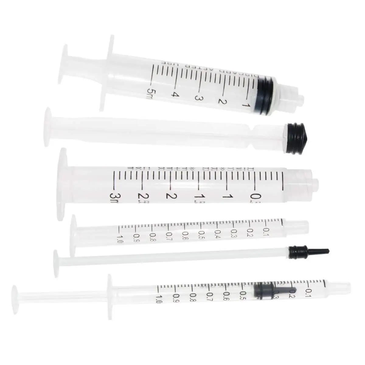 Plastic Syringe 1ml 3ml 5ml with 1inch Blunt Tip Needles For Lab and Industrial Dispensing Adhesives Glue Soldering Paste(20pcs)