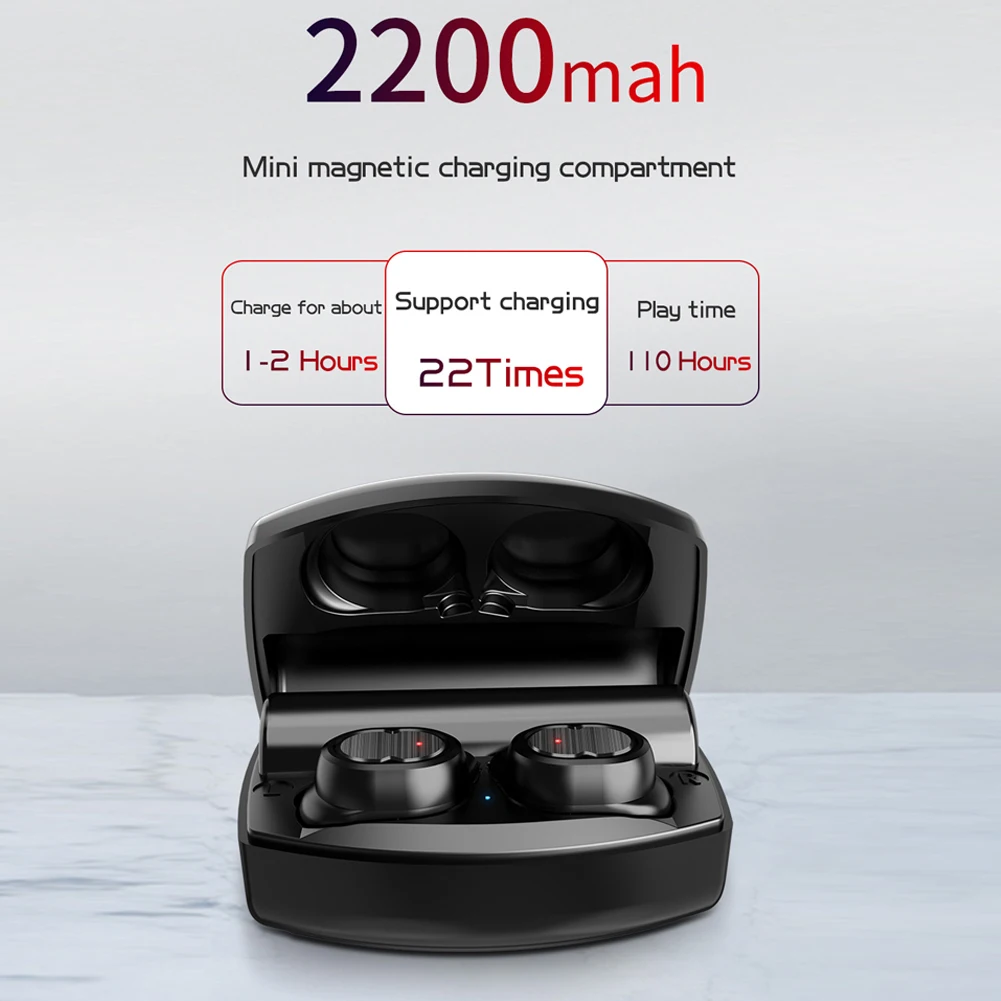 Мини Bluetooth 5,0 гарнитура TWS беспроводные наушники-вкладыши стерео сенсорное управление Handfree наушники с микрофоном 2200 мАч зарядная коробка