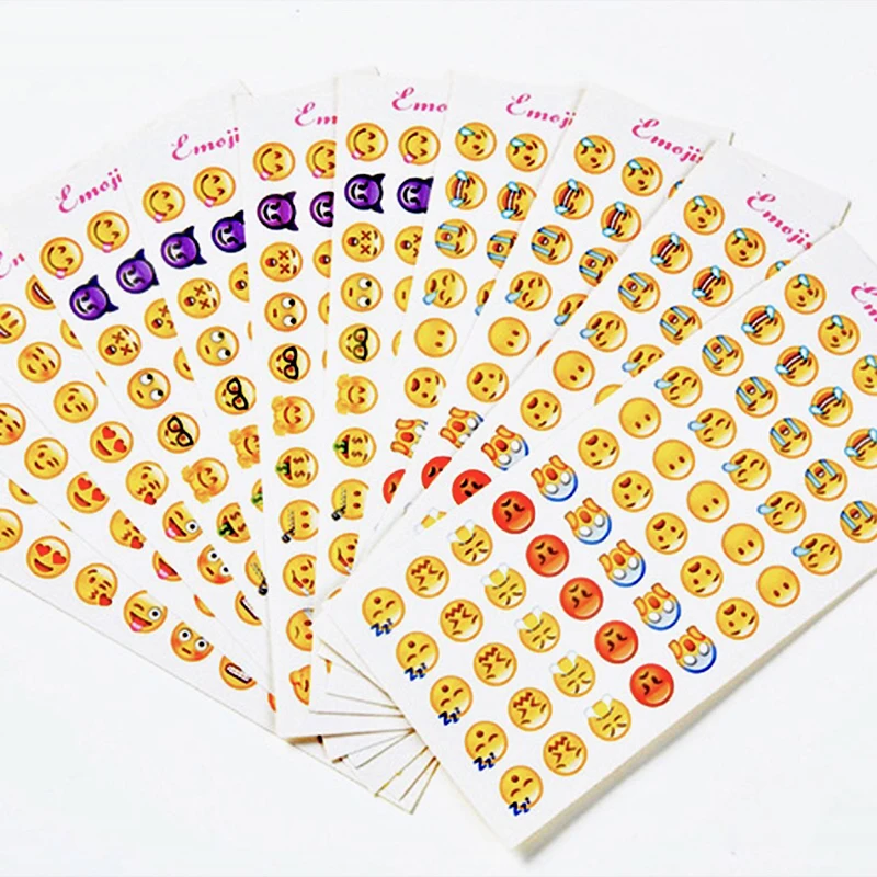 3D Pack of 4 Large or 36 Small Metallic Embossed Craft Smiley Emoji Stickers