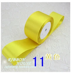 yellow 25 ярдов/рулон) 2 ''(50 мм) армейский зеленый с одним лицом Свадебная атласная лента украшение подарок рождественские ленты швейная ткань ручная работа - Цвет: yellow