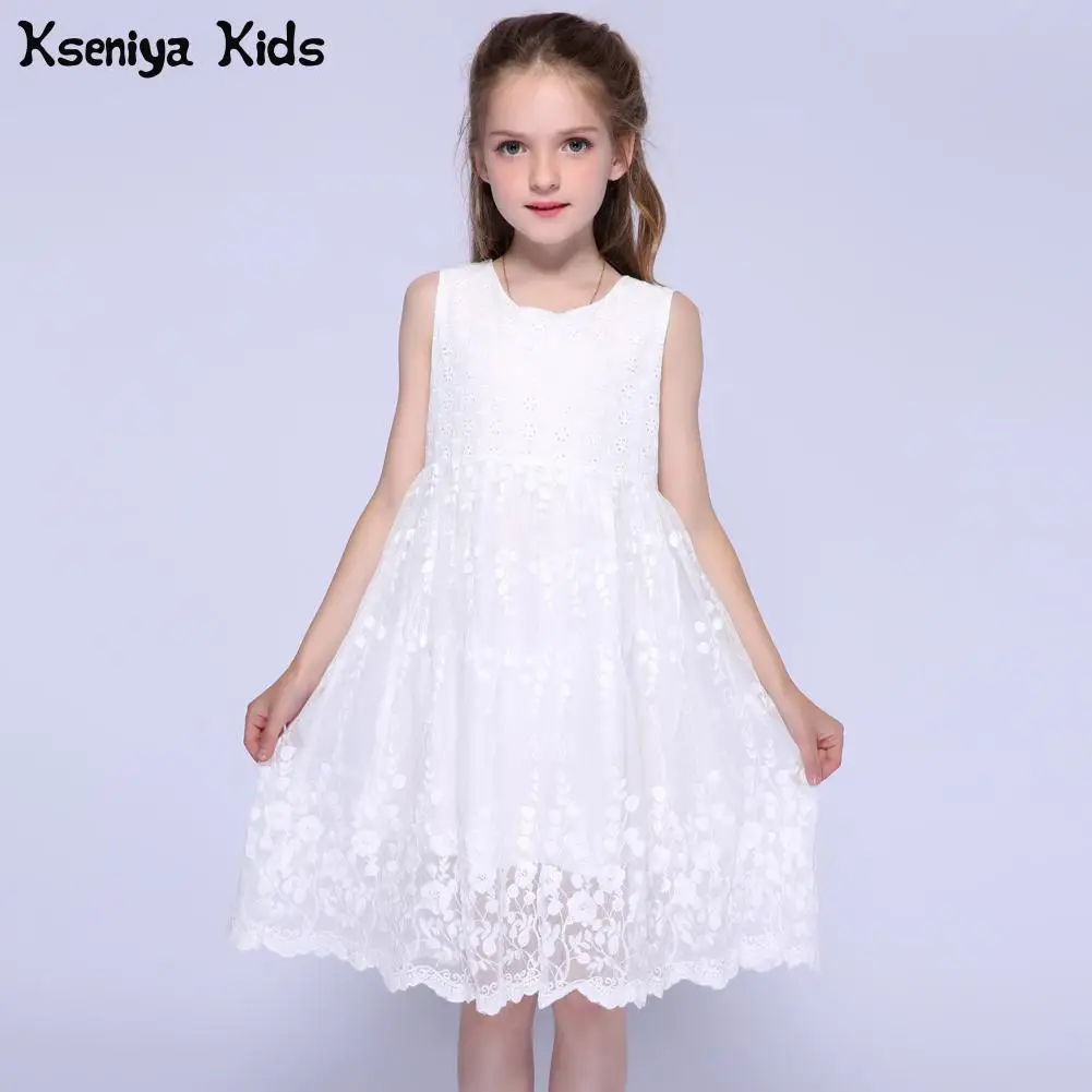 

Kseniya Kids 2017 Summer White Little Girl Wedding Lace Dress Flower Girls Dresses For Party And Wedding Prom Dresses Ball Gowns