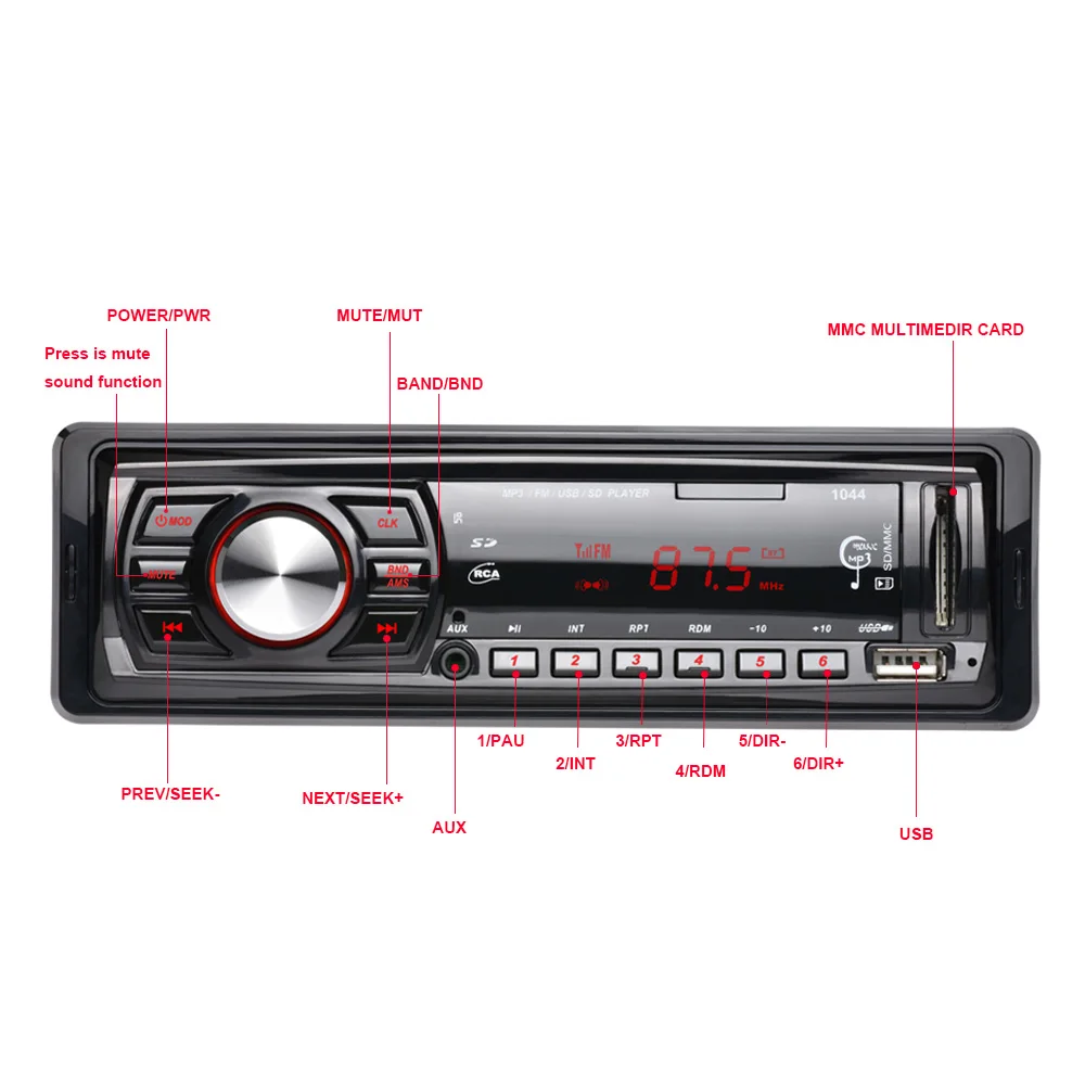 In-Dash FM Car Input Receiver Stereo 50W x 4 LCD Display SD USB MP3 WMA Radio Player New Arrival