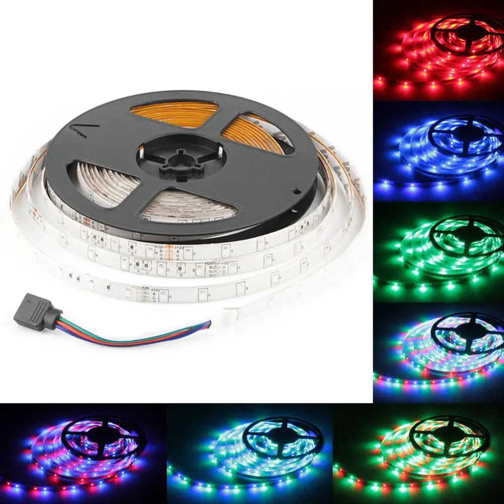 Светодиодная лента 12 в пост. Тока 5 м RGB/теплый белый/синий водонепроницаемая