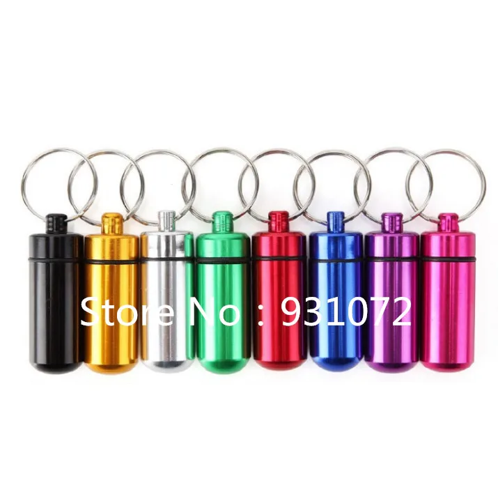 50pcs Travel Pill Box WaterProof Mini Aluminum Keychain Tablet Storage