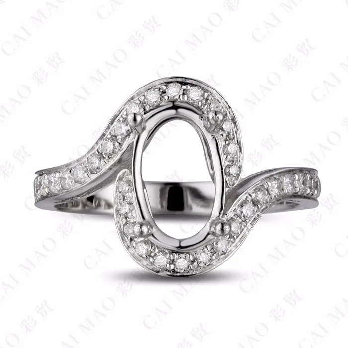 CaiMao овальной огранки Semi Mount кольцо настройки и 0.49ct АЛМАЗ 14 к белое золото обручальное кольцо с драгоценными камнями ювелирные изделия