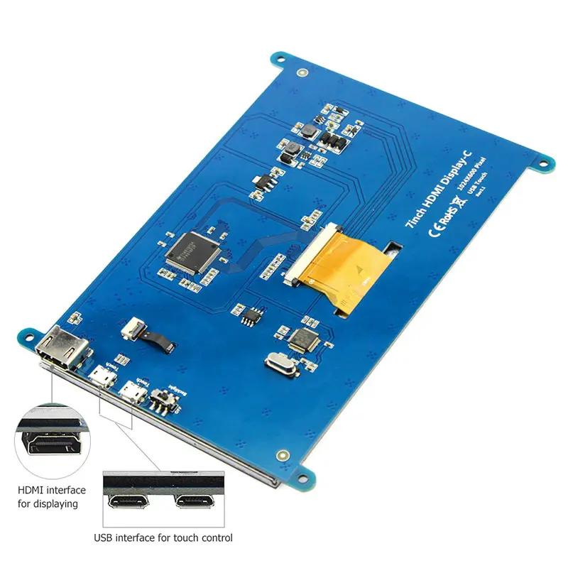 Elecrow Raspberry Pi 3 Display 7 Inch Touch Screen HDMI HD LCD TFT 1024X600 Monitor 7inch RPI Displ
