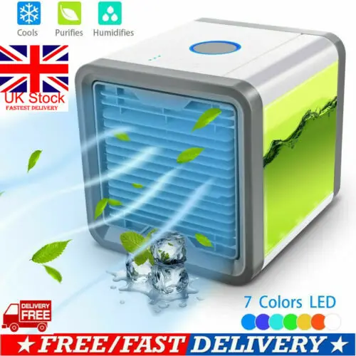 

UK Portable Mini Air Conditioner Cool Cooling For Bedroom Cooler Fan7 Colors LED