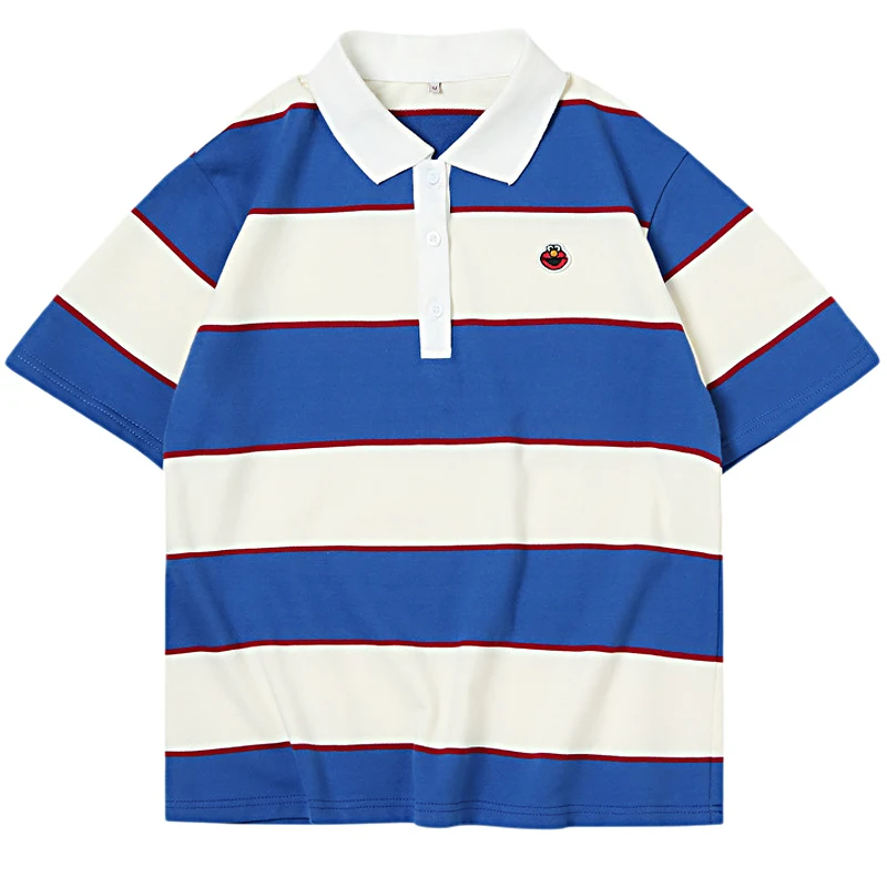 blue and white striped polo shirt womens