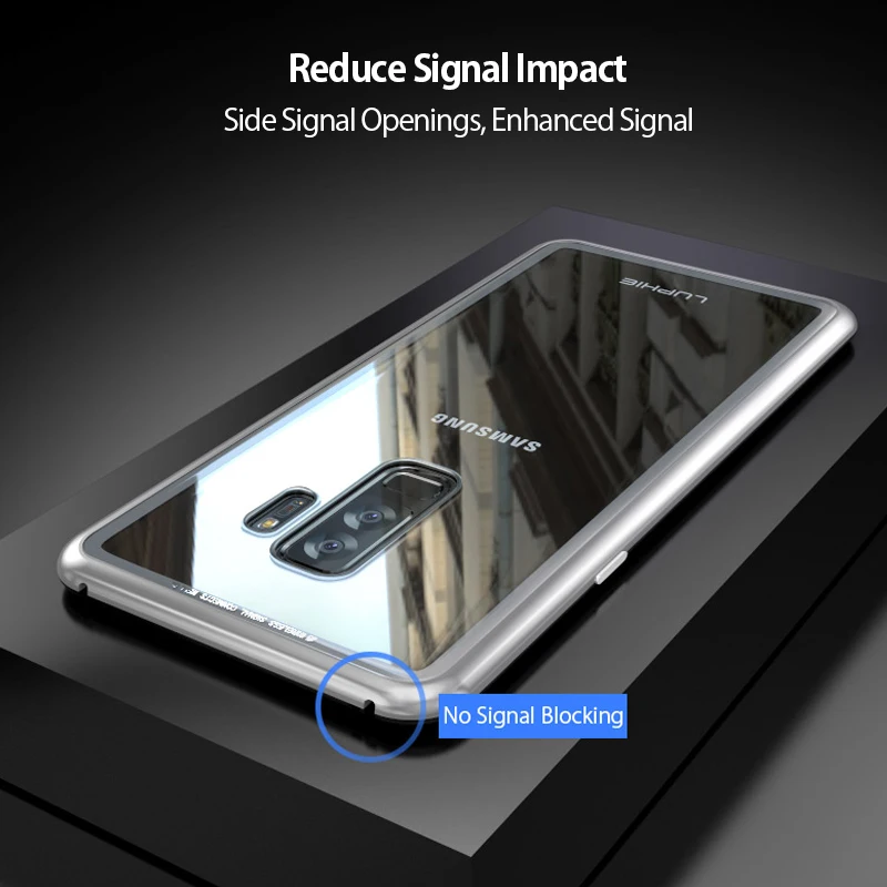 Магнитная Адсорбция флип чехол для samsung Galaxy S9 Plus закаленное стекло задняя крышка Роскошные Металлические бамперы для Galaxy S8 Plus чехол