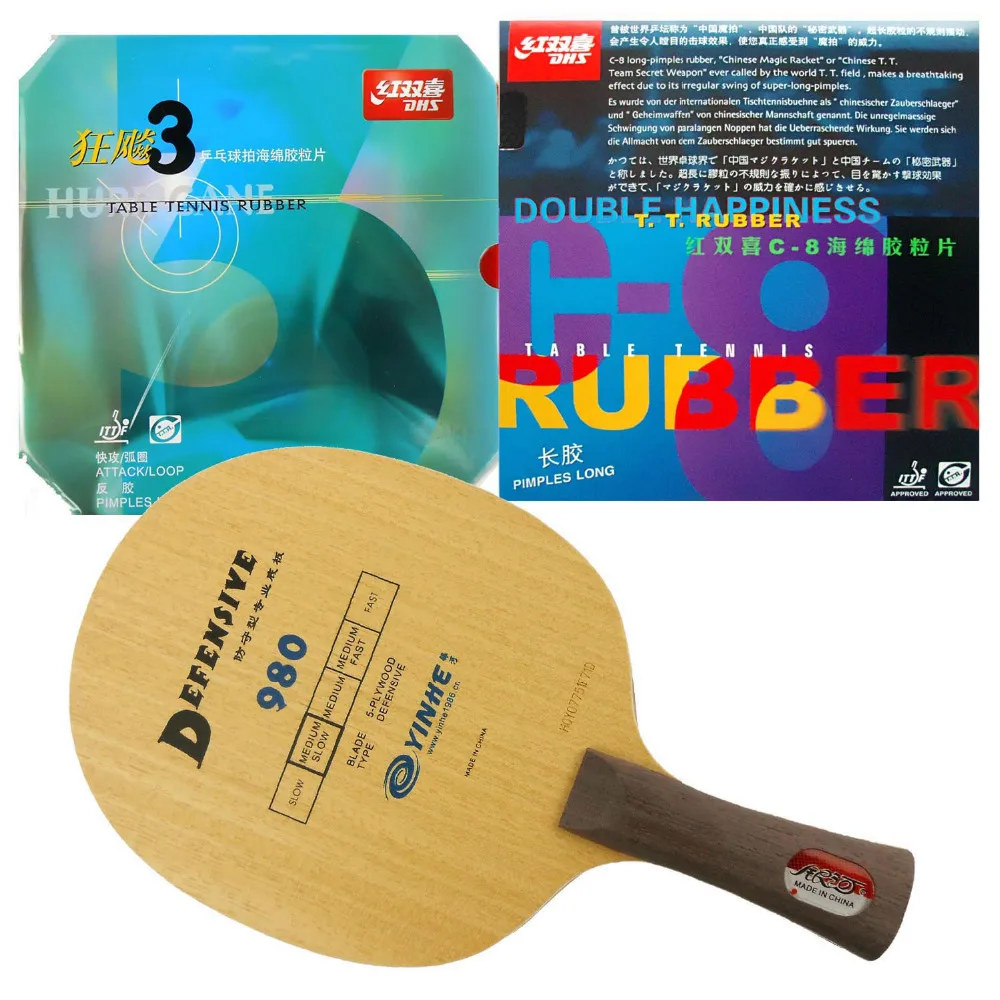 

Pro Table Tennis (PingPong) Combo Racket: Galaxy YINHE 980 with DHS C8 / NEO Hurricane3 ShakehandLong Handle FL