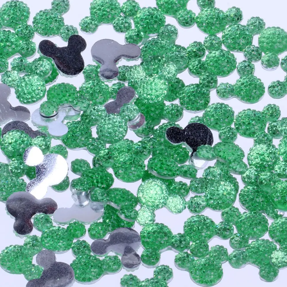 13 Light green Маленькая голова Микки 14x11,5 мм 40 шт много цветов в форме головы Микки Flatback смолы Стразы для украшения «сделай сам» ногтей искусство ремесла - Цвет: 13 Light green
