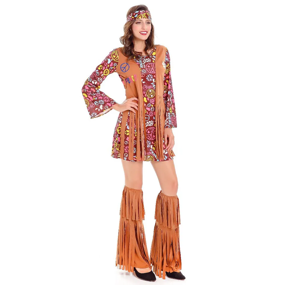 Дамы Pocahontas родные бахромой индийский дикий Западный маскарадный костюм партии индийский костюм