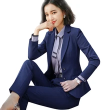 New Fashion two piece set women pant suits for office ladies long sleeve slim blazer and pants