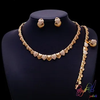 

Yulaili Free Shipping 18 carat Gold New Jewelry Full Rhinestone Shinning Crystal Chain Necklace Earrings Jewelry Sets