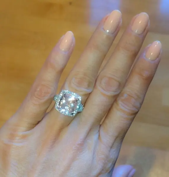 Квадратное розовое CZ женское кольцо белые золотые обручальные кольца для женщин 2 карата женские кольца Свадебные модные ювелирные изделия