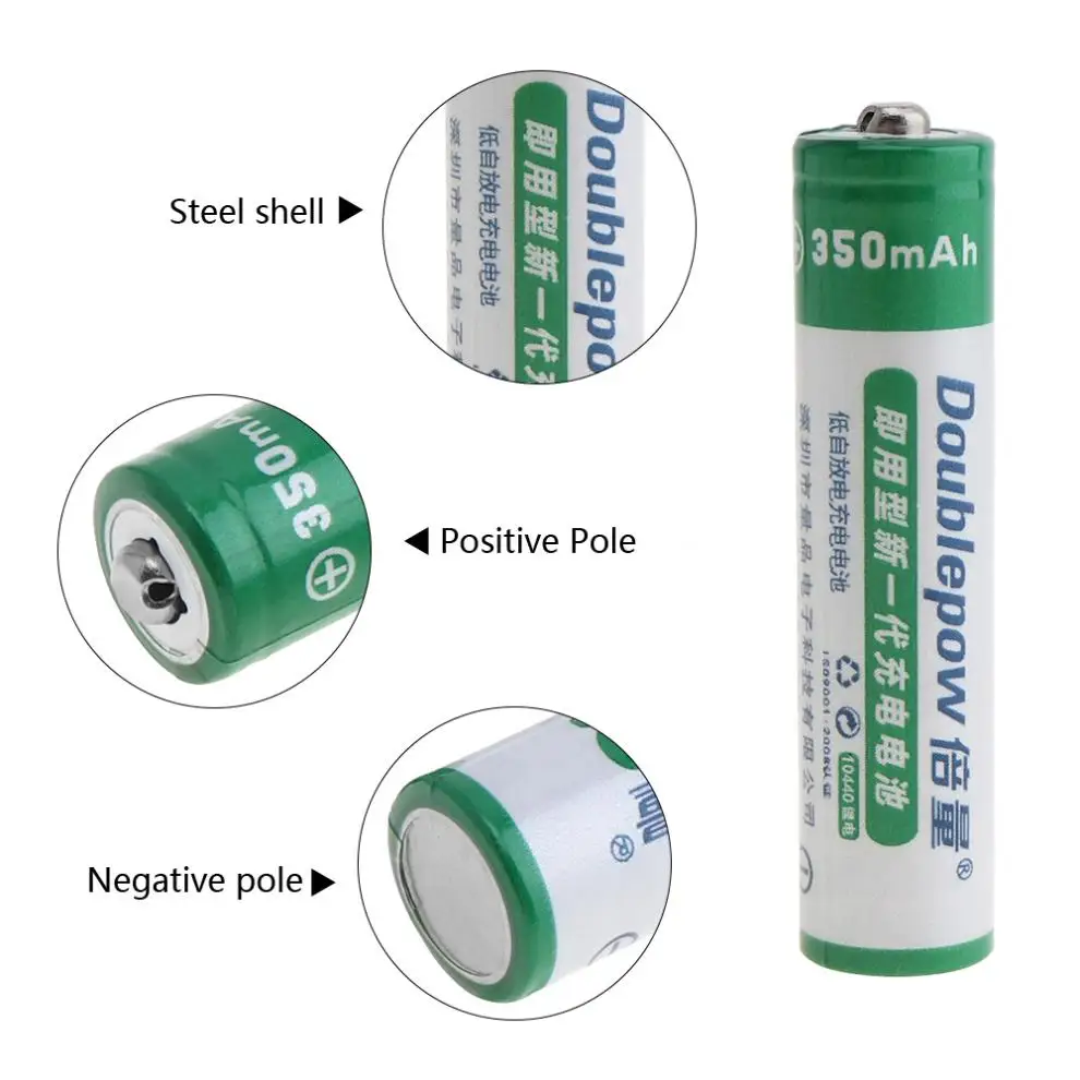 Doulepow 2pcs 10440 aaaa350mah 3,7 V литий-ионная аккумуляторная батарея с предохранительным клапаном для фонарей/лазерных ручек/фар