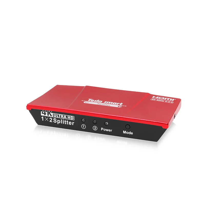 Тесла smart 1 pc 2 разделитель монитора HDMI Splitter 1x2 с Мощность адаптер HDMI HDTV DVD PS3 Xbox красный Поддержка HDMI 4K @ 60Hz