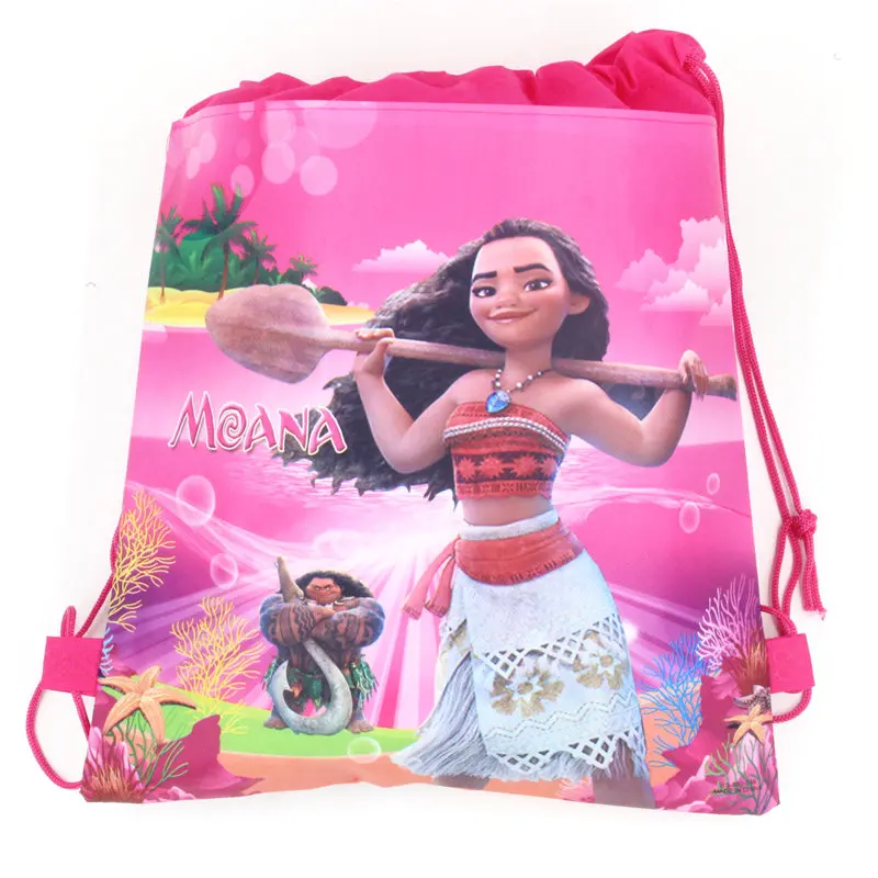 Moana-1-8pcs 8 шт. Замороженные автомобили Минни Микки Маус Моана Коко Дисней Принцесса София Моана нетканые ткани Drawstring рюкзак, сумка для покупок - Цвет: Moana-1-8pcs