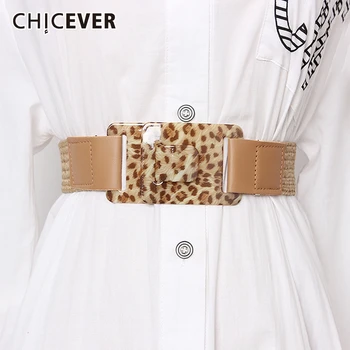 

CHICEVER 2020 Summer High Waist PU Leather Leopard Belts Female Fashion New Vintage Dresses Accessories Bohemian Style