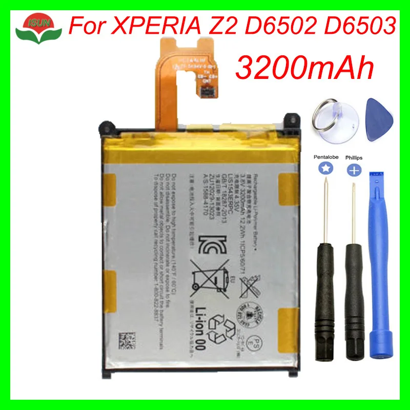 ISUNOO LIS1543ERPC Замена батареи для SONY XPERIA Z2 D6502 D6503/XY 3200 мАч Замена батареи с ремонтными инструментами