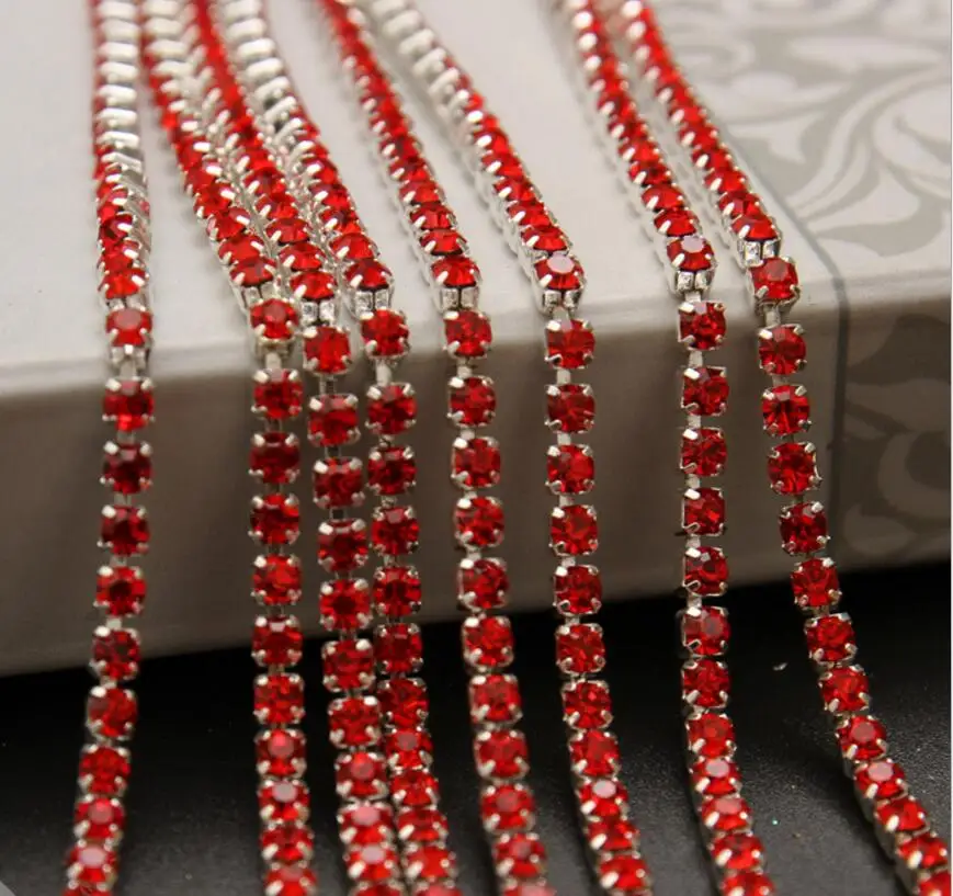 10 ярд Сиам красный коготь лента из бисера градиент DIY плотный Золотой база Rhineston цепи для одежды и сумка книги по искусству украшения