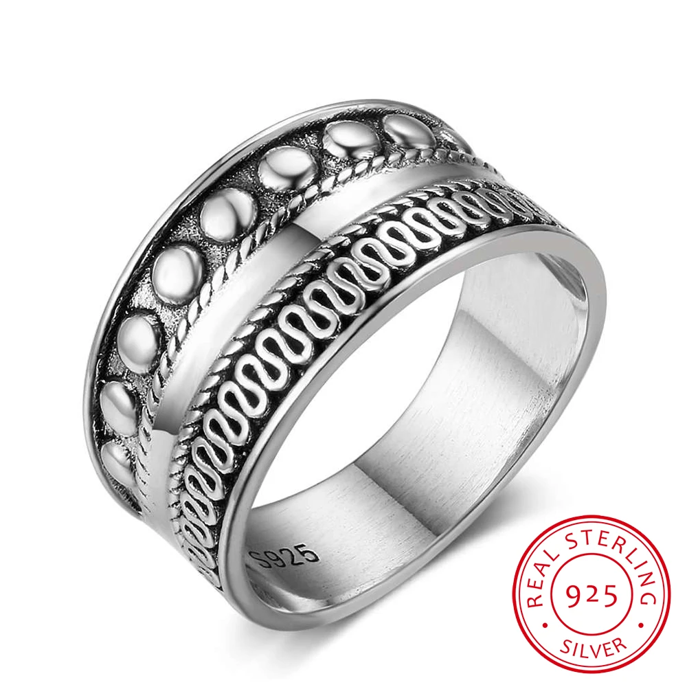 

Solid 925 Sterling Silver Rings For Women 10.5mm Width Vintage Silver Jewelry Wedding Engagement Rings(RI102789)