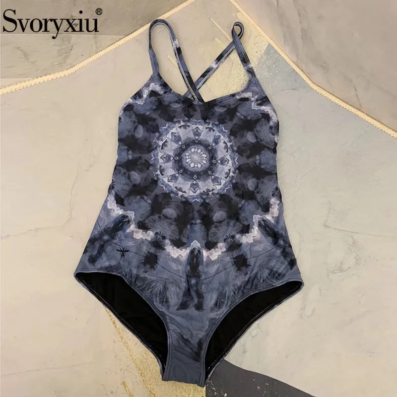 Svoryxiu 2019 Designer Retro Print One-Piece Women's Playsuit Sexy Backless Stretch Summer Swimwear Bikini Overall Svoryxiu 2019 Designer Retro Print One-Piece Women's Playsuit Sexy Backless Stretch Summer Swimwear Bikini Overall