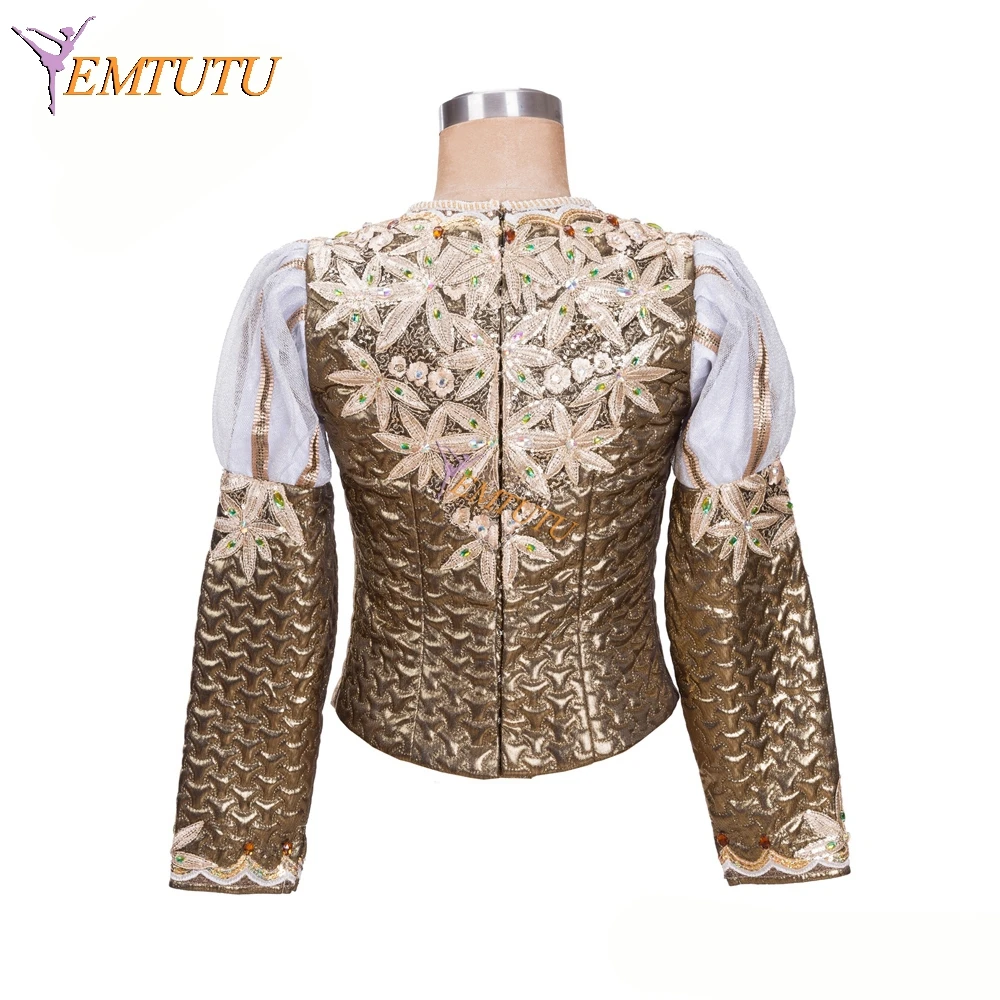 Cuostm Made Boys Mens Ballet Tunic Gold Performance Ballet Top Ballet Jacket Mans Ballet Dance Costumes Outfit For Male
