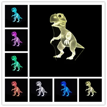 

Amazing 3D Illusion Dinosaur Night Light 7 Color LED Desk Lamp USB Touch Remote Acrylic Visualization Optical Home Decration