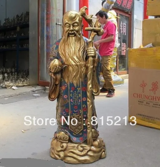 Bi00128 4" Огромный Китай Бронза Gild перегородчатые Персик Долголетия бог Повезло Статуя Будды