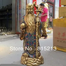 Bi00128 4" Огромный Китай Бронза Gild перегородчатые Персик Долголетия бог Повезло Статуя Будды