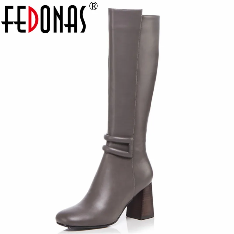

FEDONAS Brand New Women Tight High Knight Boots Autumn Winter High Heels Fashion Square Toe Knee High Boots Shoes Woman