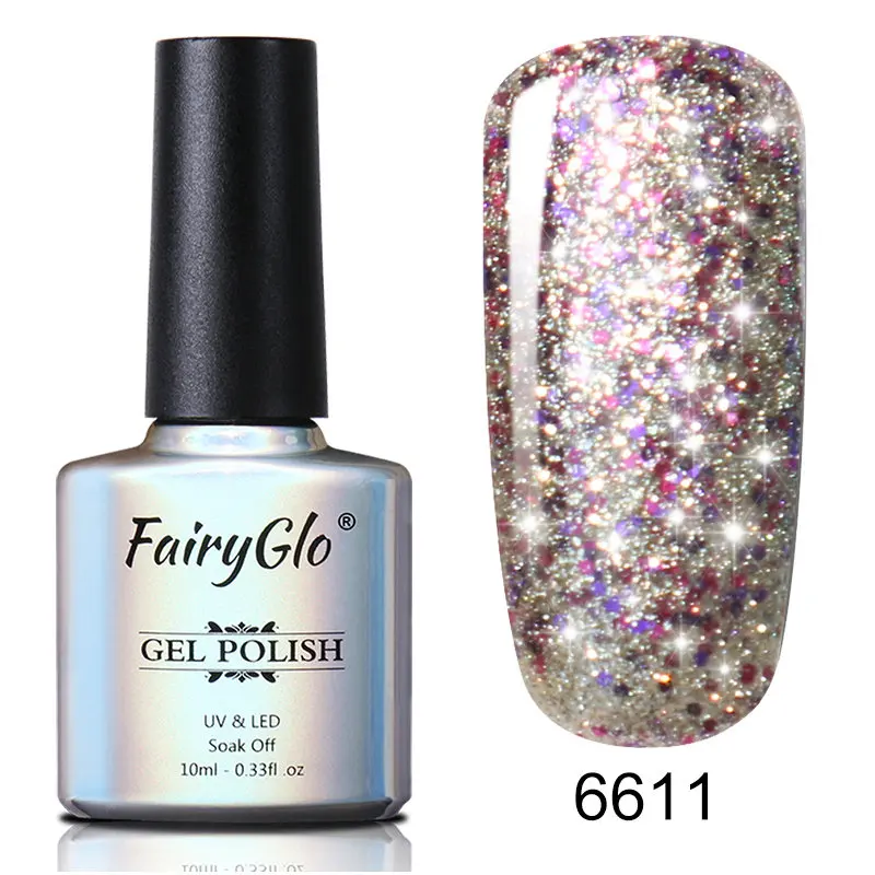 Fairyglo для ногтей лак 10 мл Звездное Bling штамповки Краски, Гель-лак для ногтей, эмаль УФ лак для ногтей удаляющийся замачиванием Гибридный Лаки Нейл-арт ногтей - Цвет: FXJ6611