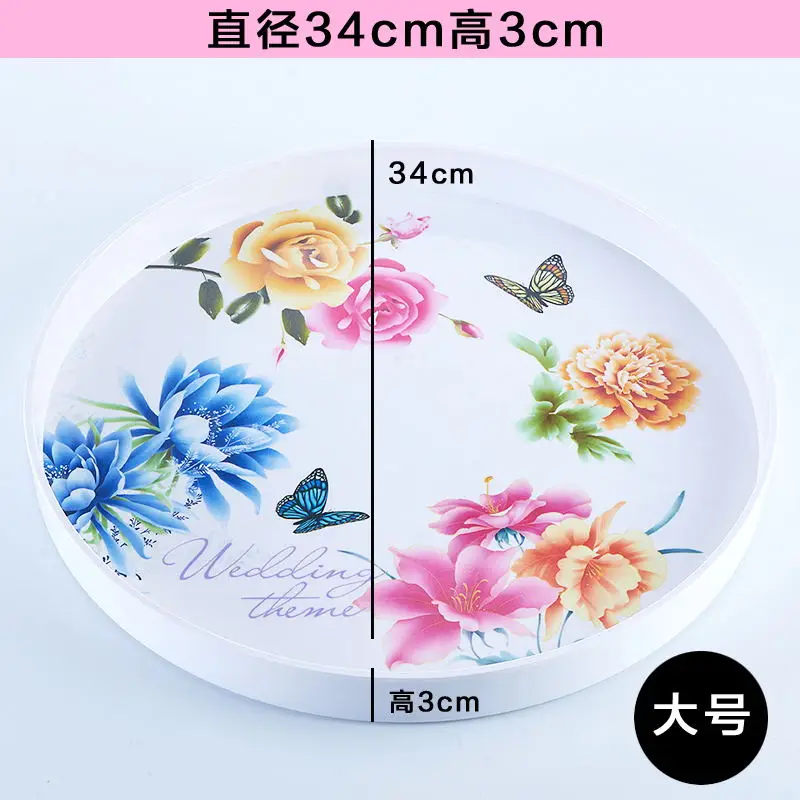 Moonflower L Home Decoration Accessories Creativity Tray Roundness Flat PlateCutlery Tray Plastic Fruit Plate Thick Tray - Цвет: Moonflower L