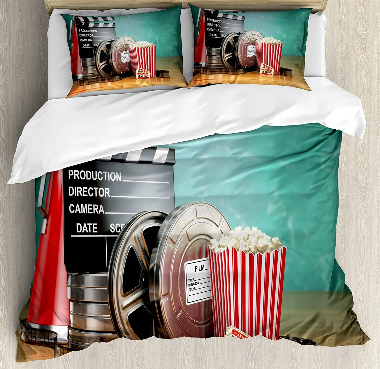 Movie Theater Duvet Cover Set Production Theme 3d Film Reels