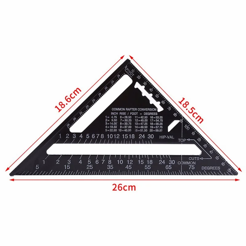 7 дюймов/12 дюймов точный алюминиевый сплав метрический треугольник линейка квадраты для деревообработки скорость квадратный Угол транспортир измерительные инструменты - Цвет: a