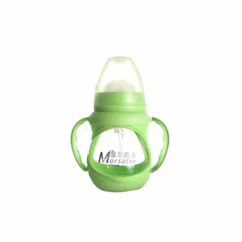 Green 240ml Детская бутылочка для кормления 150 мл/240 мл широкий диаметр отверстия ПП Стекло ручка молоко ручка бутылка новорожденный уход расходные материалы - Цвет: Green 240ml