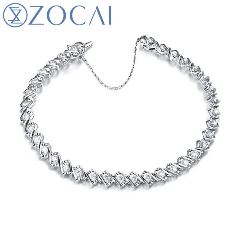

ZOCAI Real Natural 1.5 CT Diamond Certified I-J / SI in 18K White Gold (AU750) Bracelet S00656