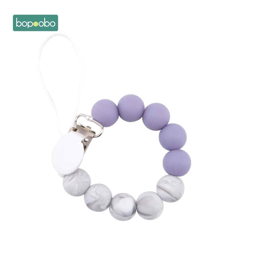 Purple Clip Bopoobo 1 шт. силиконовые бусины Bpa бесплатно пустышка Клип пустышки зажимы Детские Прорезыватели для зубов качество еды может жевать аксессуары Прорезыватели для зубов - Цвет: Purple Clip