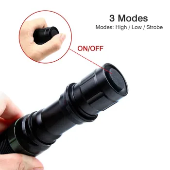 

Skid-proof Design Zoomable LED Flashlight T6 Torch waterproof camping Black powerful led torch