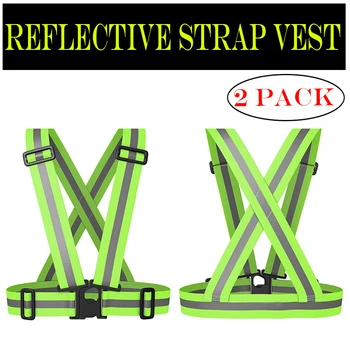 

Pack of 2 Pieces Safety High Visibility Reflective Vest Lightweight Adjustable Elastic Running Jogging Walking