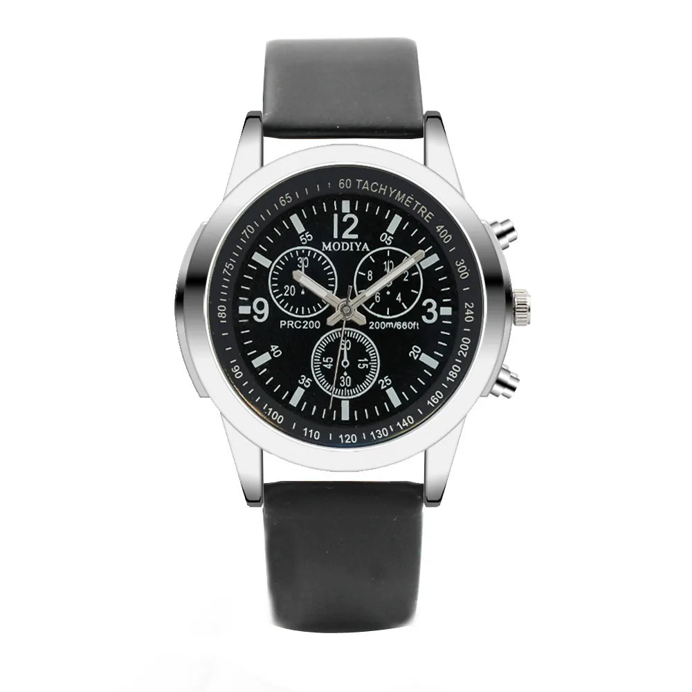 

2019 Hot Fashion Three Eye Quartz Watch Blue Glass Belt Watch Men Black Brown Drop Shopping Reloj de hombre free shipping Wd3