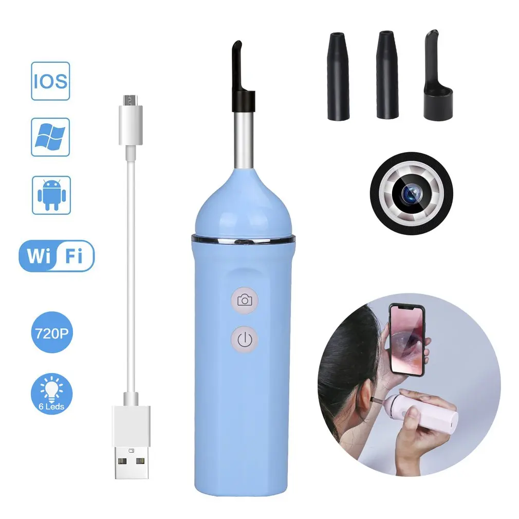 Ear Cleaning Endoscope High Definition Visual Ear Spoon Wifi Mini Camera Ear Pick Otoscope Borescope Tool