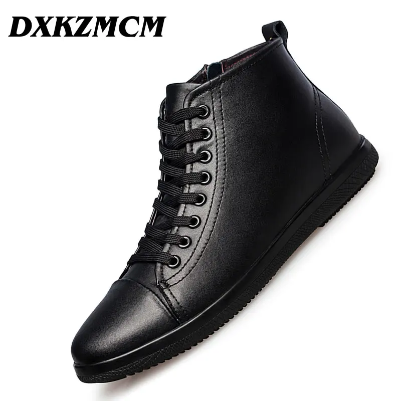 Vente DXKZMCM À La Main En Cuir Véritable Hommes Bottes Automne Hiver Hiver Chaud Cheville Bottes De Mode Chaussures à Lacets Chaussures Hommes Chaussures