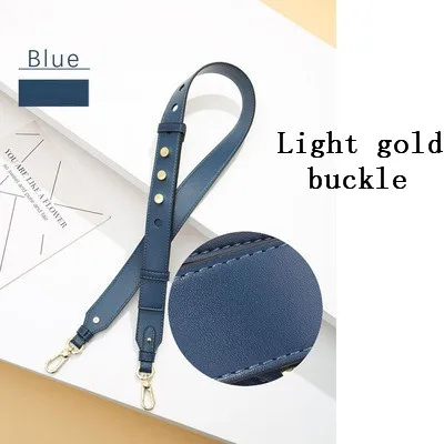 1.Blue.Light gold NIGEDU сумка на ремне с заклепками, регулируемая женская сумка, аксессуары из искусственной кожи, широкий ремешок, ручки, простая сумка на ремне, черный цвет - Цвет: 1.Blue.Light gold