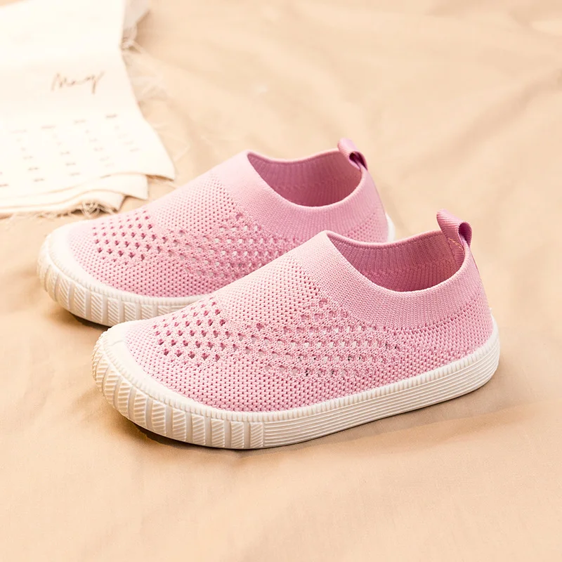 Розовый Весенняя обувь для малышей Повседневная сетчатая обувь для девочек и мальчиков Удобная Нескользящая детская обувь для малышей с мягкой подошвой - Цвет: Розовый
