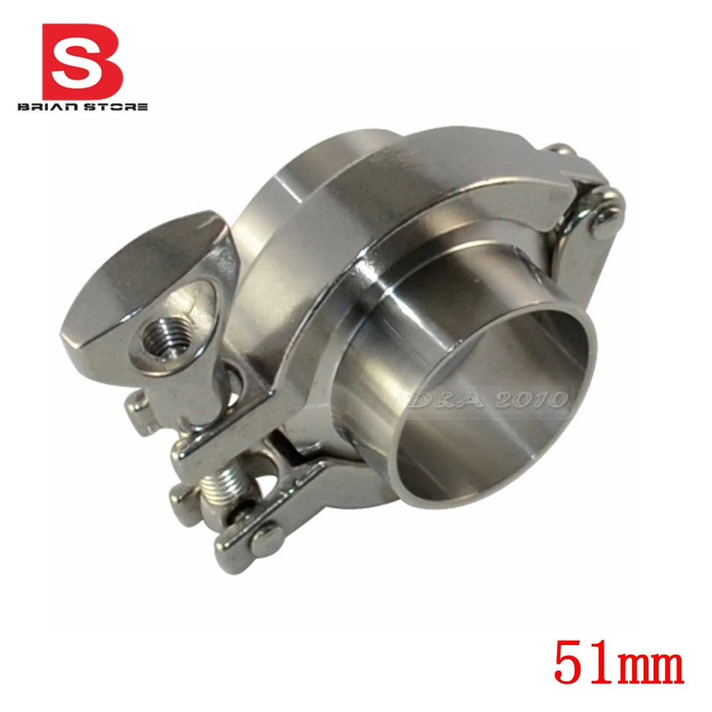 

1 set 51MM 2" OD Sanitary Pipe Weld Ferrule + Tri Clamp + PTFE Gasket Set Stainless Steel SUS SS 304