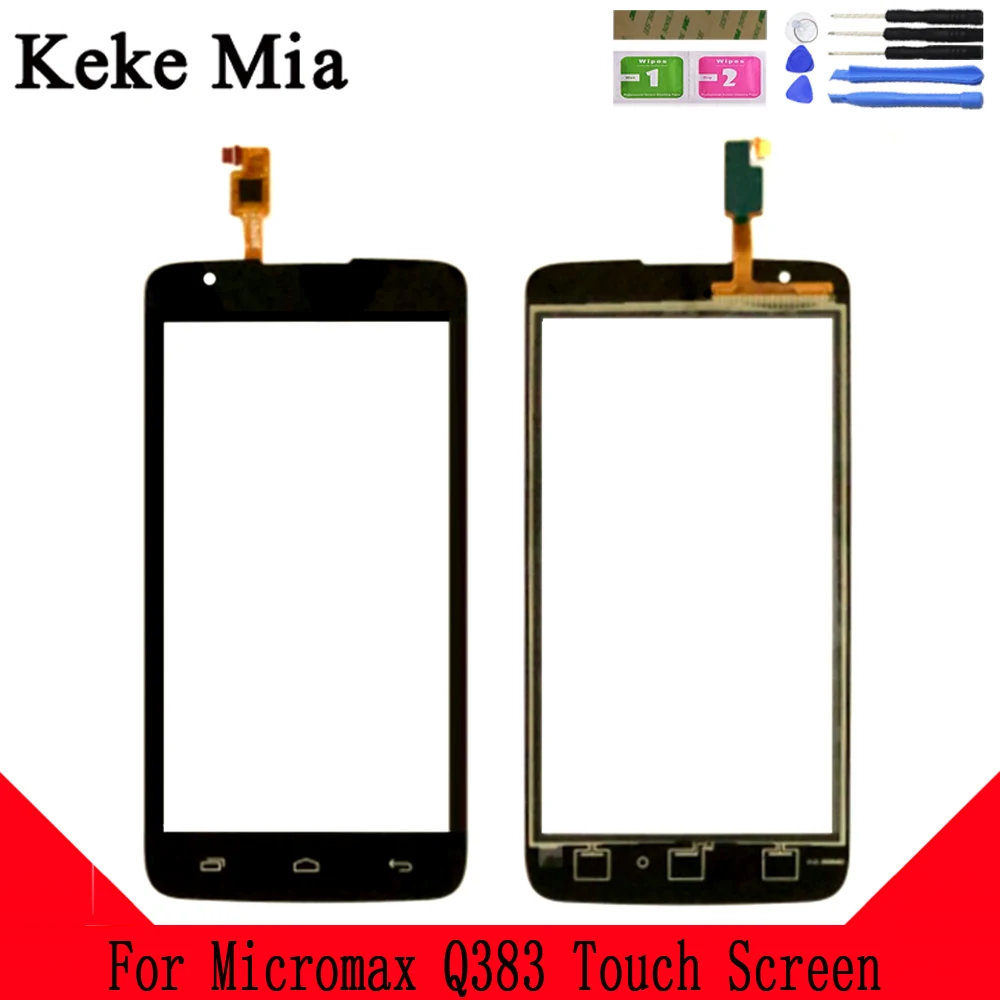 Keke Миа 5," для Micromax Q383 сенсорный экран дигитайзер для Q383 Сенсорная панель Сенсорный экран сенсор Переднее стекло Бесплатный клей+ салфетки