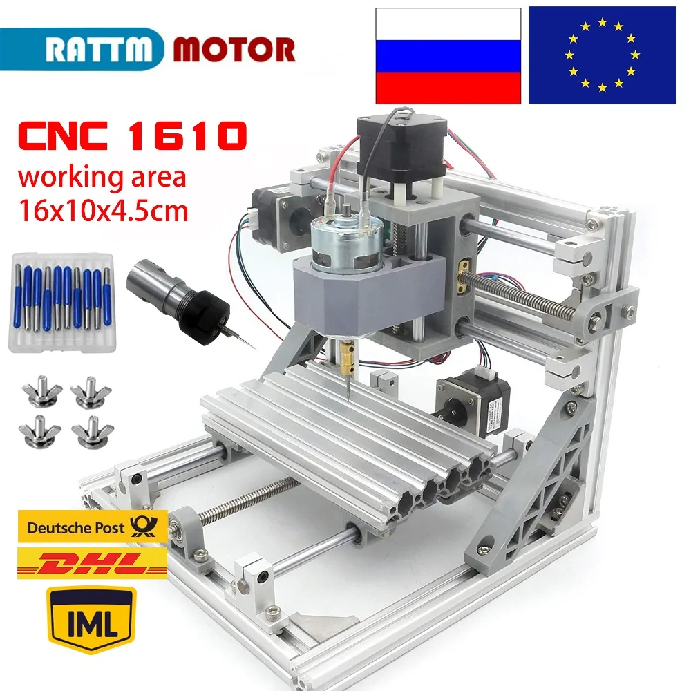 ЕС доставки! 1610 grbl управления лазерная мини ЧПУ рабочая зона 160x100x45 мм 3 оси печатных плат фрезерный станок, дерево маршрутизатор, v2.4