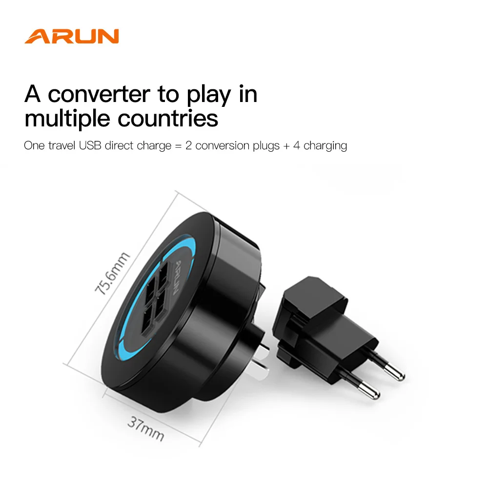 ARUN 4USB Universal Conversion Plug Power Supply US EU Standard Power Plug Adapter Converter Travel Conversion For Home Use ARUN 4USB Universal Conversion Plug Power Supply US EU Standard Power Plug Adapter Converter Travel Conversion For Home Use